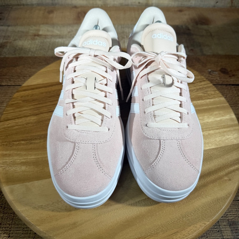 Adidas VL Court Bold Platform Sneakers Womens 11 Pink Suede IH9996 Low Top Shoes - Picture 2 of 8